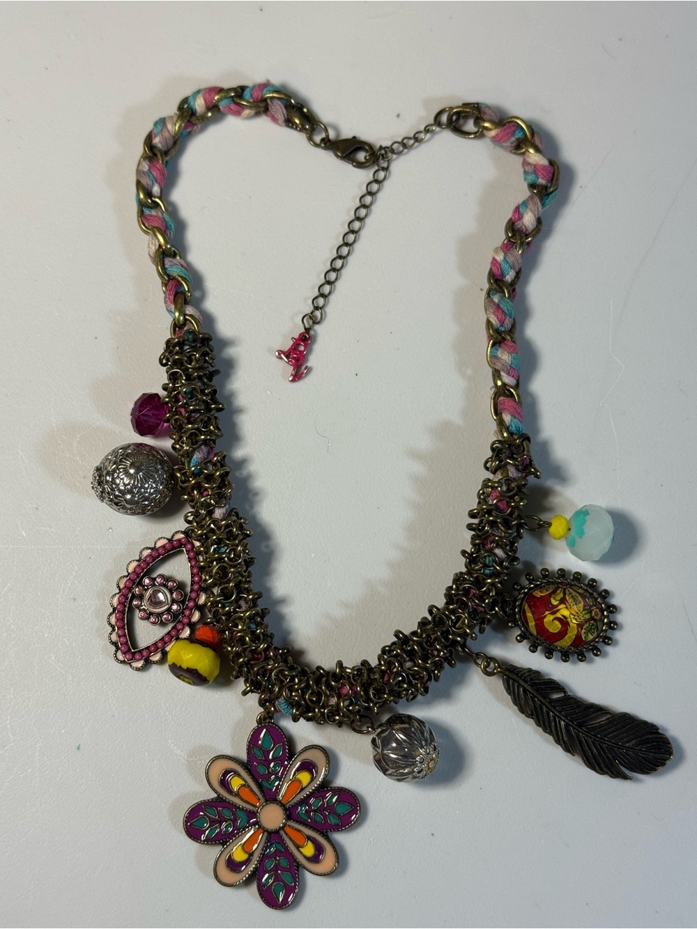 RARE Betsey Johnson  Y2K Vintage Multicolor Charm Statement Necklace - Picture 2 of 2